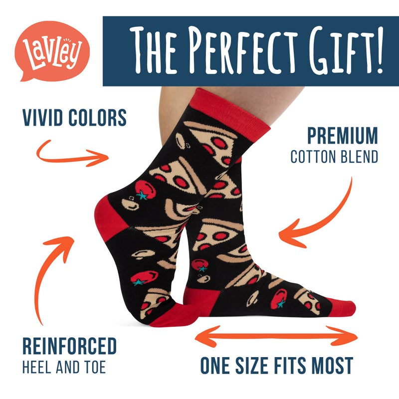 Lavley If You Can Read This Bring Me Pizza Socks â€“ Funny Socks for Men & Women US Size 6-12 â€“ Hilarious Gag Gift for Pizza Lovers, Foodies, Birthday or Holiday Novelty Present - Image 2